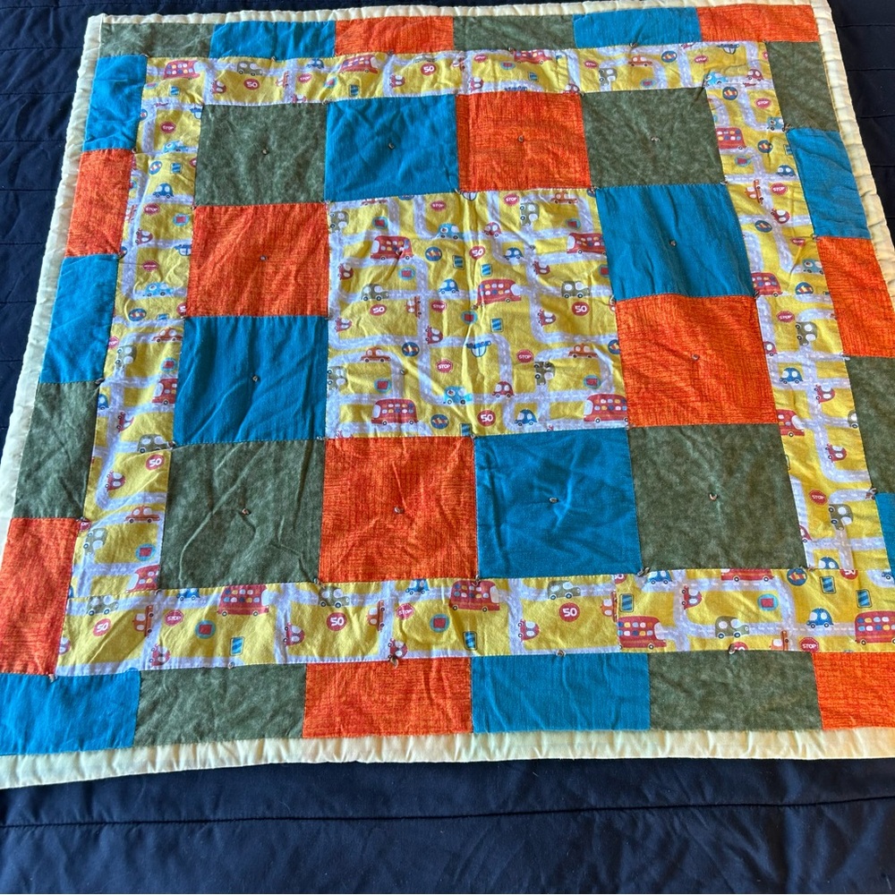 Vroom Vroom! Cars and Trucks Busy Street Handmade Baby Quilt On The Go
#0911242